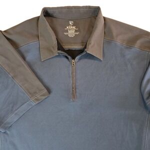 Kuhl Mens Polo Shirt Short Sleeve 1/4 Zip Lightweight Blue Golf Shadow XL